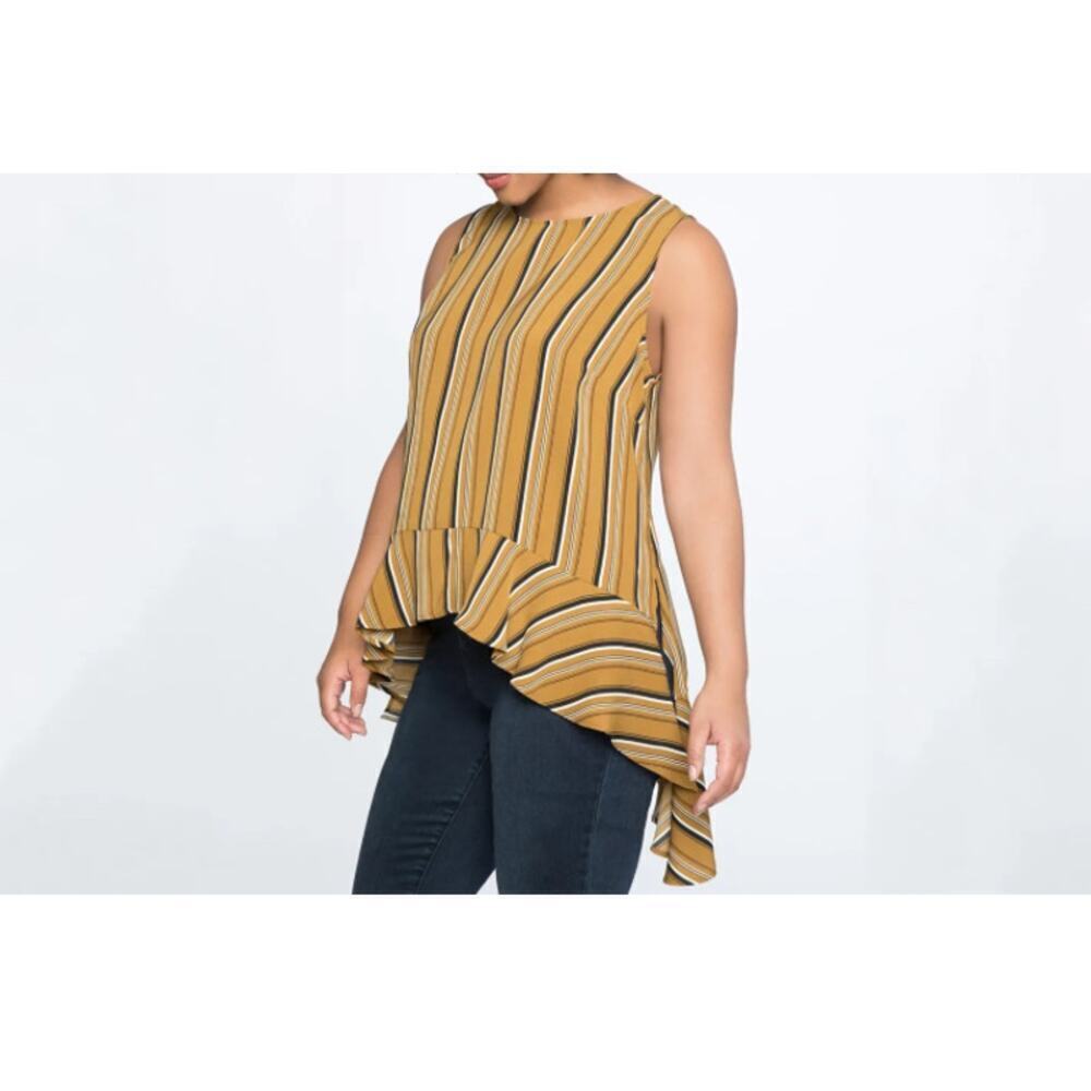 Eloquii Striped Sleeveless Asymmetrical Blouse Size 14